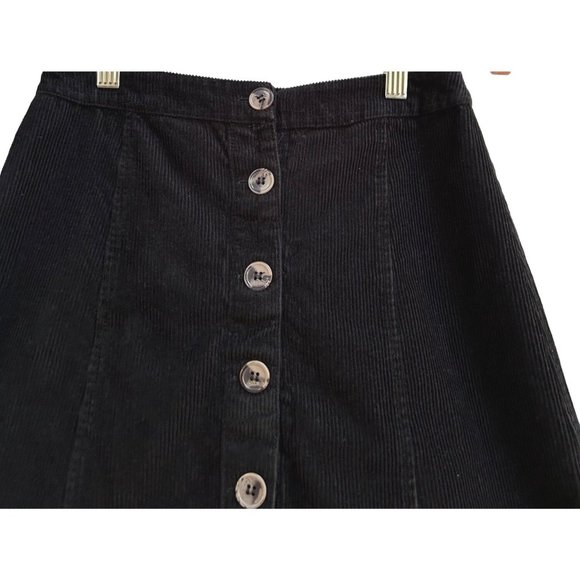 Japna Women's Black Corduroy Button Front Mini Skirt Size XS - Picture 3 of 6